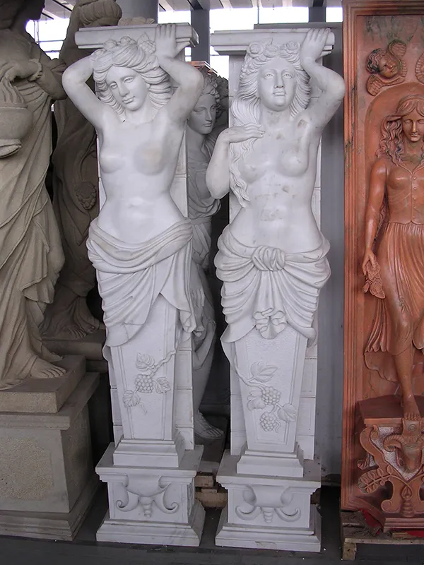 White Marble Caryatid Column