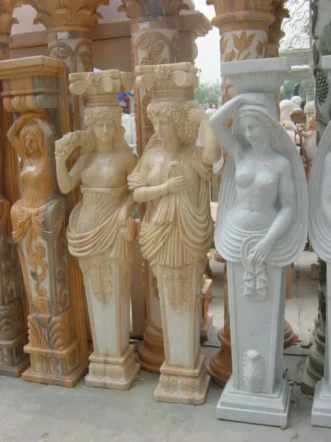 Beige Marble Caryatid Column